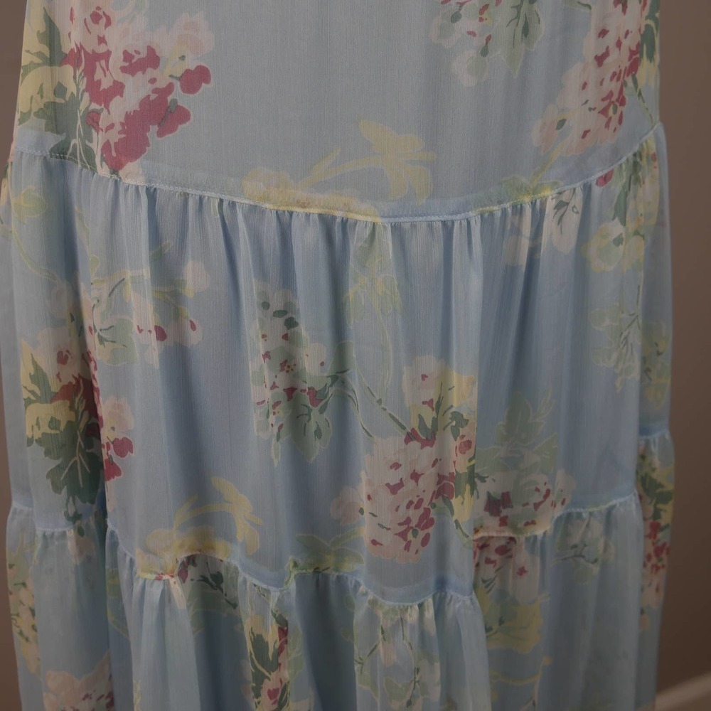 Lauren Ralph Lauren Size 12 Womens Light Blue Floral Tea-Length Skirt EUC - Picture 8 of 12